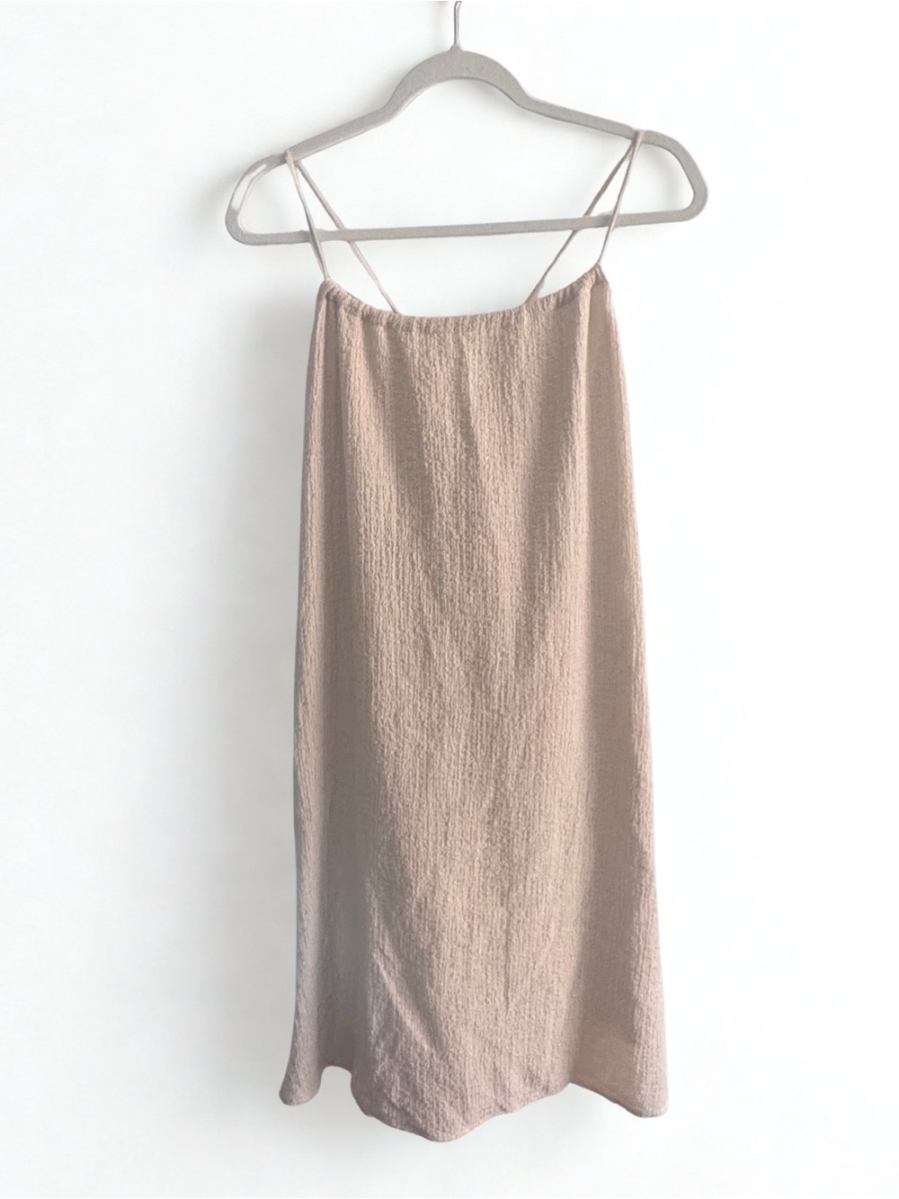Oak + Fort Tie-Back Cotton Beige Midi Dress Size M